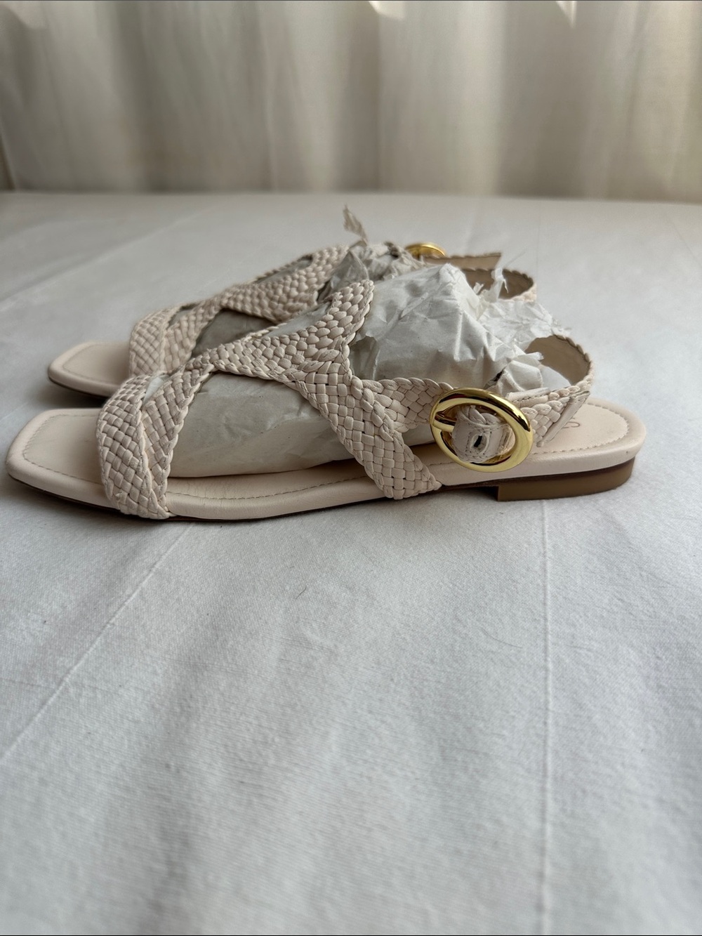 Stuart Weitzman Cream Braided Strap Sandals - Picture 3 of 7